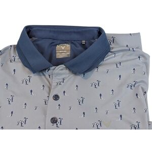 Callaway Golf Polo Shirt XXL Gray Golfers Print Short Sleeve Opti Dri‎